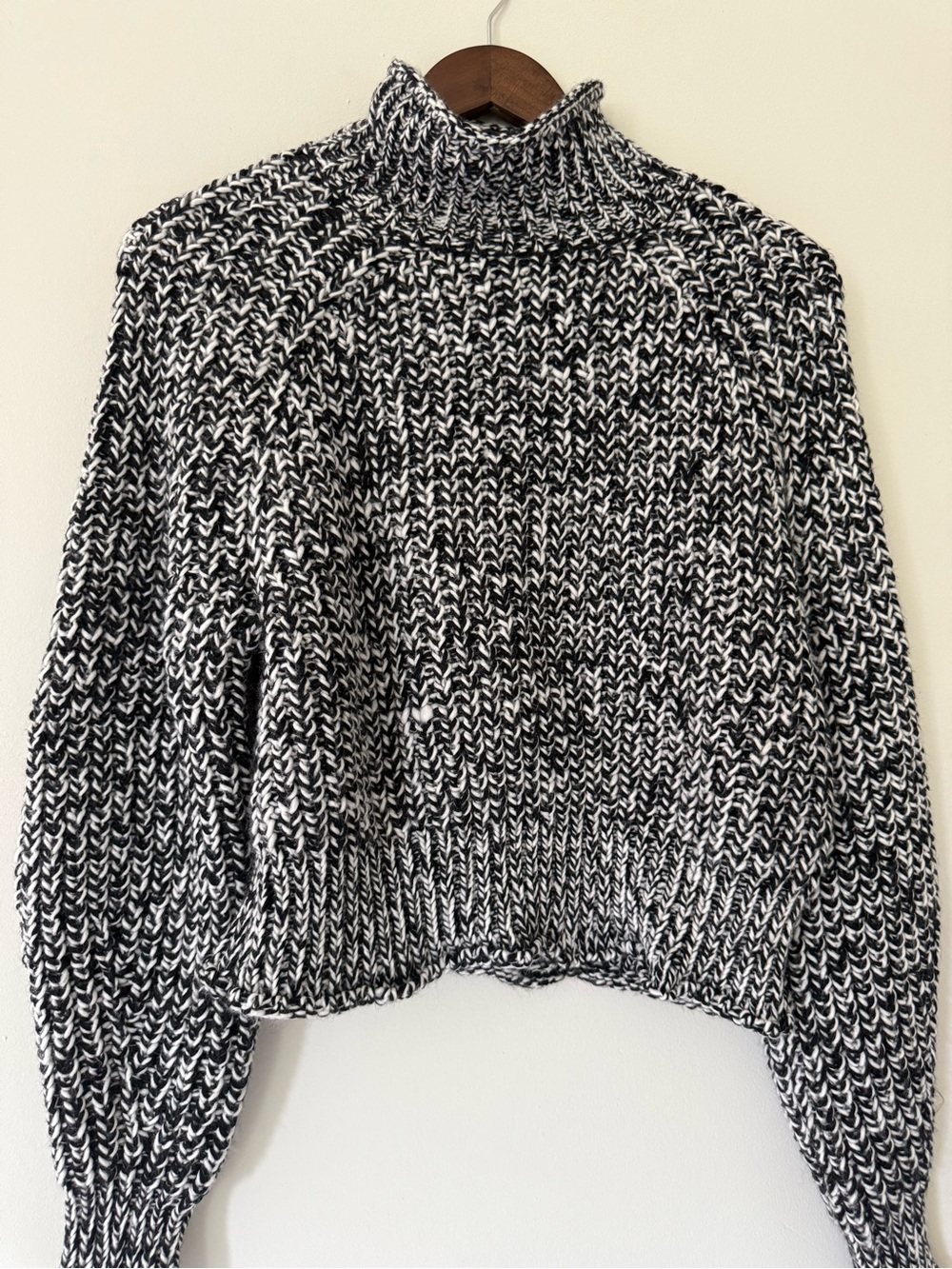 H&M Black & White Marled Turtleneck Sweater